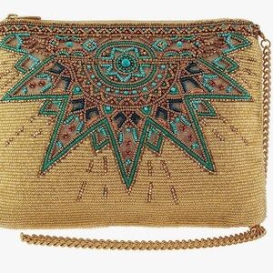 Mary Frances Sunrise Mini Crossbody Clutch Handbag, Gold, NWT & Cover Bag